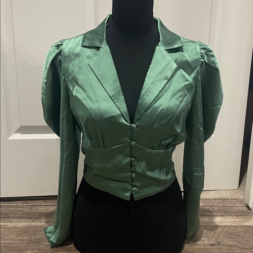 Lumiere Green Satin Top